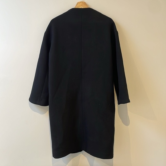 Oak + fort womens cocoon wool coat XS long zipper shawl scarf attached black - Picture 4 of 13